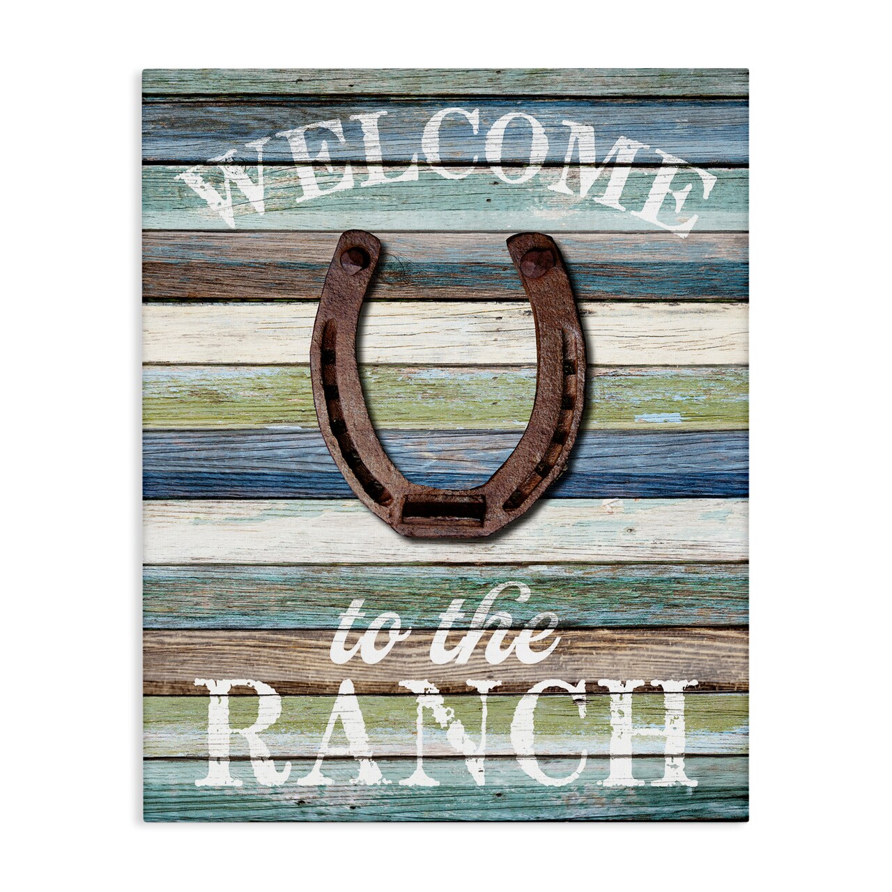 Stupell Industries Welcome Ranch with Horseshoe Canvas Wall Art Design by Susan Arnot